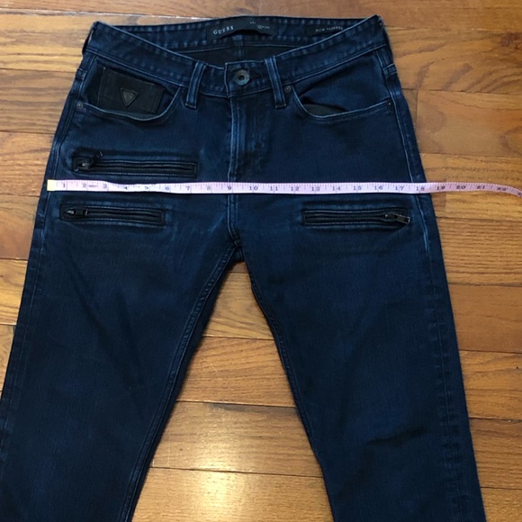 Guess Slim Tapered Jeans Women's 29 Blue with Black Zipper Details - Picture 5 of 12